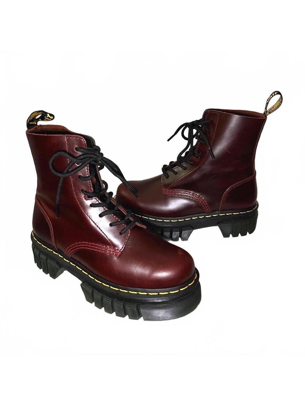 Dr. Martens Audrick Brando Platform 8-Eye Boots Burgundy Sz 7
